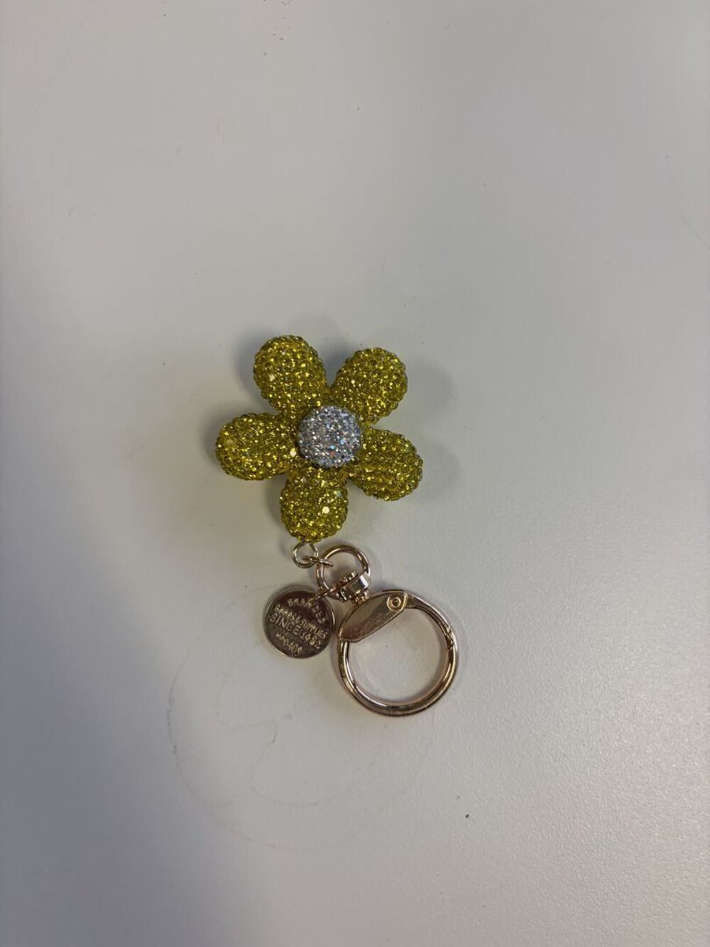 Yellow Rhinestone Flower Bag Charm